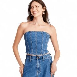 Universal Thread Denim Corset Tube Top SZ L
